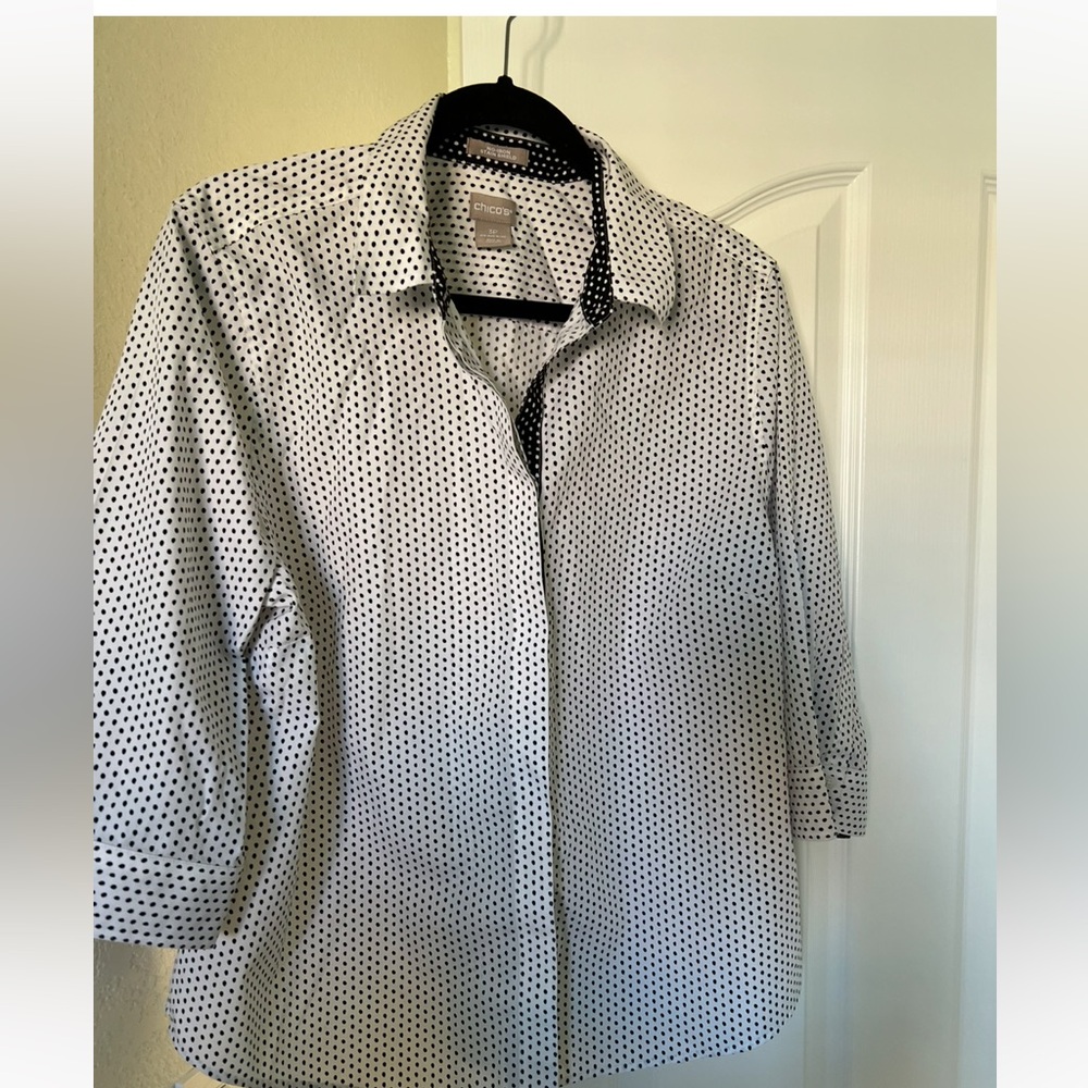 Chico’s Black and White Polka Dot Blouse